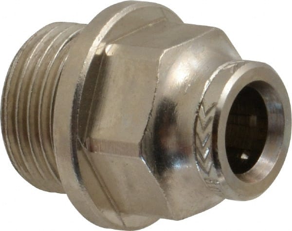 Norgren - 8mm Outside Diam, 3/8 BSPP, Nickel Plated Brass Push-to-Connect Tube Male Connector - 260 Max psi, Tube to Male BSPP Connection, Nitrile O-Ring - Exact Tooling