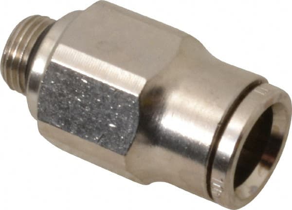 Norgren - 10mm Outside Diam, 1/8 BSPP, Nickel Plated Brass Push-to-Connect Tube Male Connector - 260 Max psi, Tube to Male BSPP Connection, Nitrile O-Ring - Exact Tooling