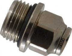 Norgren - 10mm Outside Diam, 1/2 Metric, Nickel Plated Brass Push-to-Connect Tube Male Connector - 260 Max psi, Tube to Metric Thread Connection, Nitrile O-Ring - Exact Tooling