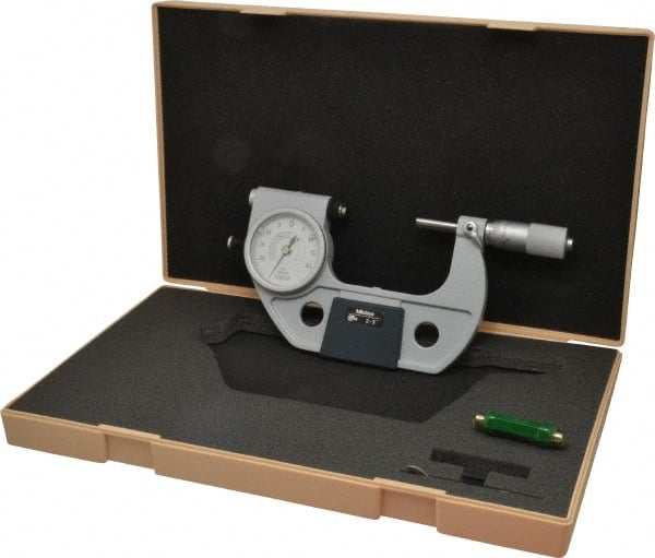 Mitutoyo - 2 to 3 Inch Range, 0.0001 Inch Graduation, Mechanical Indicating Micrometer - Accurate to 0.0001 Inch, Carbide-Tipped Measuring Face, Includes Fitted Plastic Case - Exact Tooling