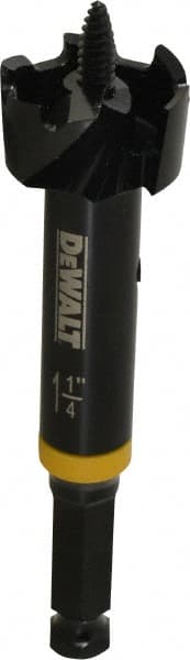 DeWALT - 1-1/4", 7/16" Hex Shank, Bright Finish, Steel Self Feed Drill Bit - Exact Tooling