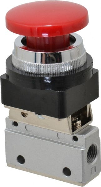 ARO/Ingersoll-Rand - 1/8" NPT Manual Mechanical Valve - 3-Way, 2 Position, Palm Button/Spring & 0.2 CV Rate - Exact Tooling