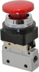 ARO/Ingersoll-Rand - 1/8" NPT Manual Mechanical Valve - 3-Way, 2 Position, Palm Button/Spring & 0.2 CV Rate - Exact Tooling