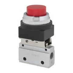ARO/Ingersoll-Rand - 1/8" NPT Manual Mechanical Valve - 3-Way, 2 Position, Push-Button w/o Guard/Spring & 0.2 CV Rate - Exact Tooling