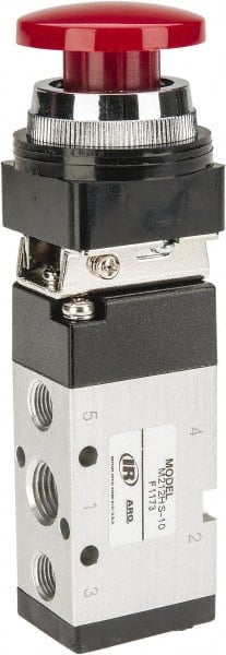 ARO/Ingersoll-Rand - 1/4" NPT Manual Mechanical Valve - 4-Way, 2 Position, Push-Button/Spring & 0.7 CV Rate - Exact Tooling