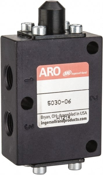 ARO/Ingersoll-Rand - 1/8" NPT Manual Mechanical Valve - 3-Way, 2 Position, Cam Stem/Spring & 0.4 CV Rate - Exact Tooling