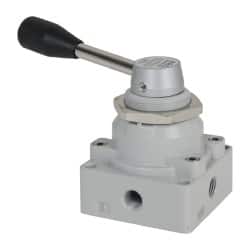 ARO/Ingersoll-Rand - 1/4" NPT Manual Mechanical Valve - 4-Way, 3 Position, Lever/Manual & 1.25 CV Rate - Exact Tooling