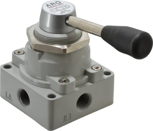 ARO/Ingersoll-Rand - 3/8" NPT Manual Mechanical Valve - 4-Way, 3 Position, Lever/Manual & 2 CV Rate - Exact Tooling