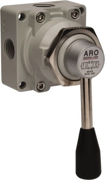 ARO/Ingersoll-Rand - 1/2" NPT Manual Mechanical Valve - 4-Way, 3 Position, Lever/Manual & 2.4 CV Rate - Exact Tooling