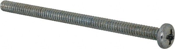 Value Collection - #6-32 UNC, 2-1/2" Length Under Head Phillips Drive Machine Screw - Pan Head, Grade 2 Steel, Zinc-Plated Finish, Without Washer - Exact Tooling