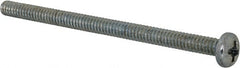 Value Collection - #6-32 UNC, 2-1/2" Length Under Head Phillips Drive Machine Screw - Pan Head, Grade 2 Steel, Zinc-Plated Finish, Without Washer - Exact Tooling