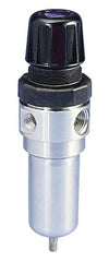 Parker - 1/2" NPT Port 1 Piece Filter/Regulator FRL Unit - Stainless Steel Bowl, 72 SCFM, 125 Max psi, 8.59" High, Manual Drain - Exact Tooling
