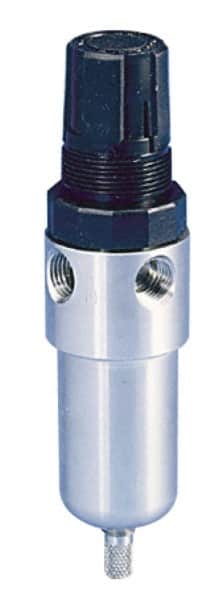 Parker - 1/4" NPT Port 1 Piece Filter/Regulator FRL Unit - Stainless Steel Bowl, 12 SCFM, 60 Max psi, 6.25" High, Manual Drain - Exact Tooling