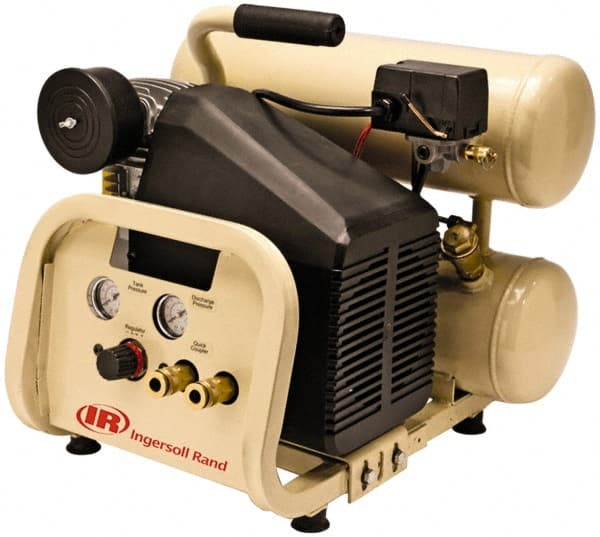 Ingersoll-Rand - 2 HP, 4.2 CFM Twin Stack Air Compressor - 4.0 Gallon Tank, 120 Amp, 125 Max psi, 120V - Exact Tooling