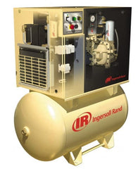 Ingersoll-Rand - 15 hp, 120 Gal Stationary Electric Horizontal Screw Air Compressor - Three Phase, 125 Max psi, 53 CFM, 460 Volt - Exact Tooling