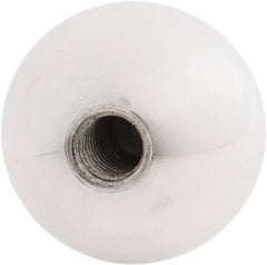 Gibraltar - 3/8-16 Thread, 1.38" Diam, Threaded Hole Ball Knob - Natural, Aluminum, Smooth Grip, 5/8" Hole Depth - Exact Tooling