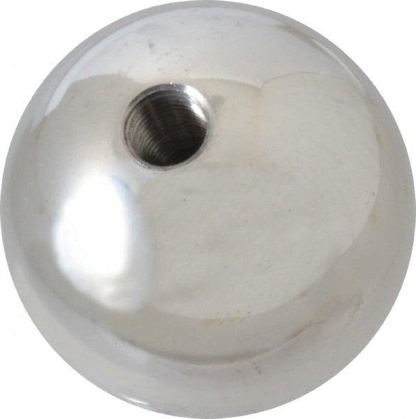 Gibraltar - 3/8-24 Thread, 1.88" Diam, Threaded Hole Ball Knob - Natural, Aluminum, Smooth Grip, 3/4" Hole Depth - Exact Tooling