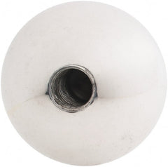Gibraltar - 1/2-13 Thread, 1.88" Diam, Threaded Hole Ball Knob - Natural, Aluminum, Smooth Grip, 3/4" Hole Depth - Exact Tooling