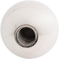 Gibraltar - 5/8-11 Thread, 1.88" Diam, Threaded Hole Ball Knob - Natural, Aluminum, Smooth Grip, 3/4" Hole Depth - Exact Tooling