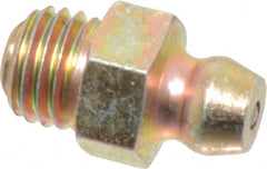 PRO-LUBE - Straight Head Angle, 5/16-24 UNF Steel Standard Grease Fitting - 7/16" Hex, 16.7mm Overall Height, 6.35mm Shank Length, Zinc Plated Finish - Exact Tooling