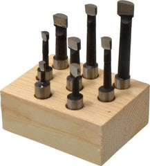 Interstate - 3/16 to 3/8" Min Diam, 9/16 to 1-7/8" Max Depth, 3/8" Shank Diam, 1-13/16 to 3-1/8" OAL Boring Bar Set - M35 Cobalt, Bright Finish, Right Hand Cut, 8 Piece Set - Exact Tooling