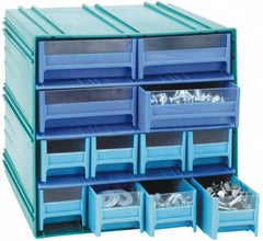 Quantum Storage - 8 Drawer, Gray, High Impact Styrene, Interlocking Storage Cabinet with Drawers - 11-3/4" Wide x 11-3/8" Deep x 11-1/8" High Body, 5-5/8" Wide x 11" Deep x 2-1/2" High Drawers - Exact Tooling