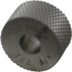 Made in USA - 3/4" Diam, 90° Tooth Angle, 21 TPI, Standard (Shape), Form Type High Speed Steel Female Diamond Knurl Wheel - 3/8" Face Width, 1/4" Hole, Circular Pitch, Series KP - Exact Tooling