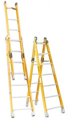 Made in USA - 8' High, Type IAA Rating, Fiberglass Extension Ladder - Exact Tooling