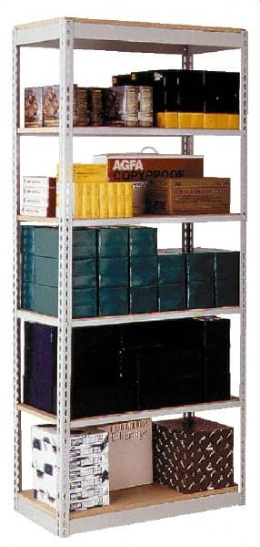 Hallowell - 7 Shelf Add-On Box Edge Open Steel Shelving - 800 Lb Capacity, 36" Wide x 87" High x 18" Deep, Gray - Exact Tooling
