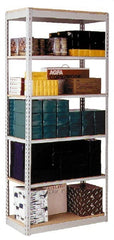 Hallowell - 5 Shelf Add-On Box Edge Open Steel Shelving - 800 Lb Capacity, 36" Wide x 87" High x 12" Deep, Gray - Exact Tooling