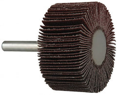 Value Collection - 2" Diam x 1" Face Width, Medium Aluminum Oxide Coated Mounted Flap Wheel - 1/4" Shank Mount, 80 Grit, 25,000 Max RPM - Exact Tooling