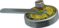 Mag-Mate - 800 Amps Grounding Capacity, 3-1/2" Diam, 2-1/4" High, 35 Lb Max Pull Force, Rare Earth Magnetic Welding & Fabrication Ground Clamp - 55 Lb Average Pull Force, Round Cup Magnet, Copper Stud, Compatible with Flat Surface - Exact Tooling