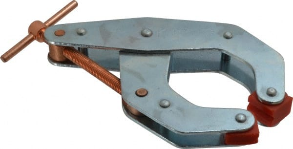 Kant Twist - 1,700 Lb, 4-1/2" Max Opening, 2-1/4" Open Throat Depth, 3-13/16" Closed Throat Depth, Cantilever Clamp - Polyurethane Jaw, T-Handle, 6-1/2" OAL, 7" Max Width - Exact Tooling