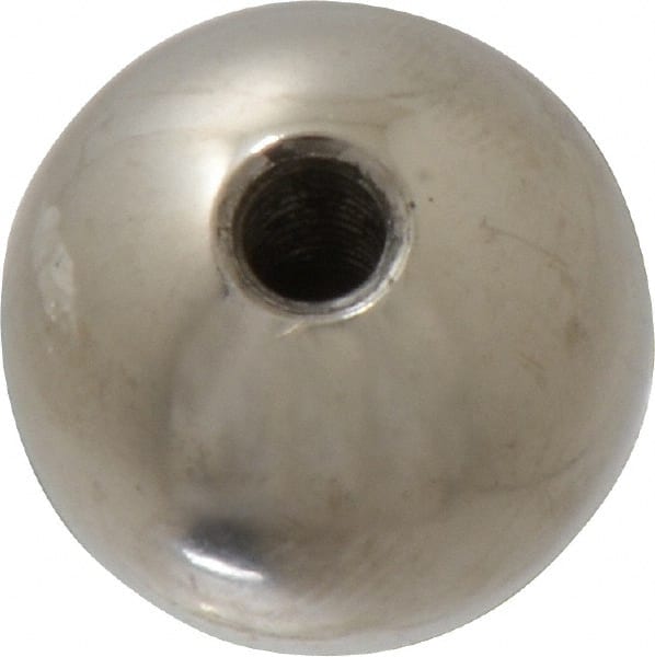 Gibraltar - 10-32 Thread, 3/4" Diam, Threaded Hole Ball Knob - Natural, Stainless Steel, Smooth Grip, 3/8" Hole Depth - Exact Tooling