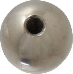 Gibraltar - 10-32 Thread, 3/4" Diam, Threaded Hole Ball Knob - Natural, Stainless Steel, Smooth Grip, 3/8" Hole Depth - Exact Tooling