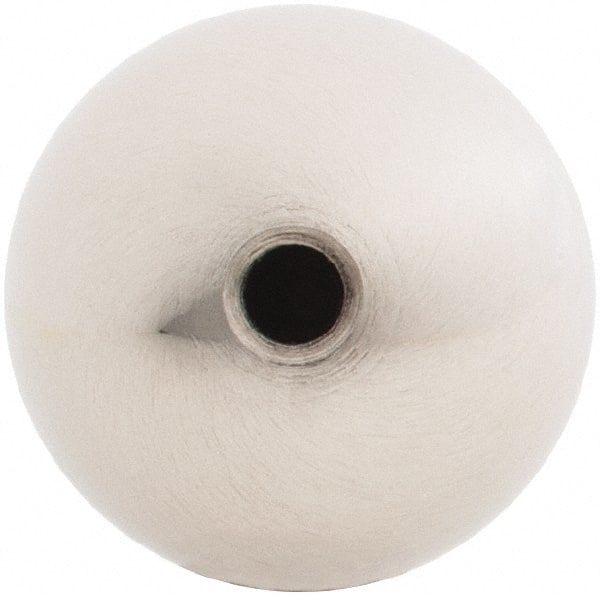 Gibraltar - 10-24 Thread, 1" Diam, Threaded Hole Ball Knob - Natural, Stainless Steel, Smooth Grip, 3/8" Hole Depth - Exact Tooling