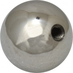 Gibraltar - 10-32 Thread, 1" Diam, Threaded Hole Ball Knob - Natural, Stainless Steel, Smooth Grip, 3/8" Hole Depth - Exact Tooling