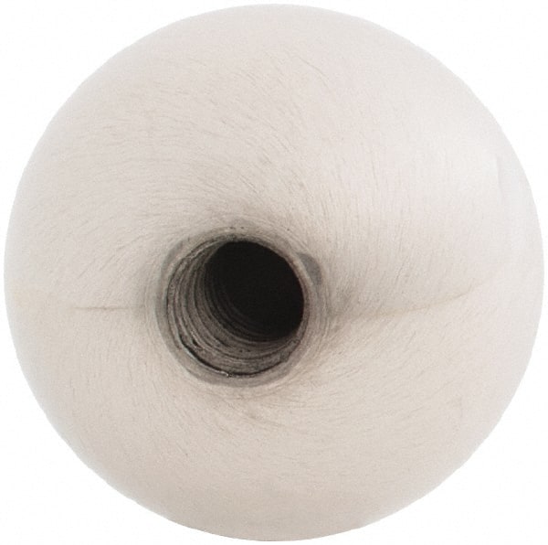 Gibraltar - 1/4-20 Thread, 1" Diam, Threaded Hole Ball Knob - Natural, Stainless Steel, Smooth Grip, 1/2" Hole Depth - Exact Tooling