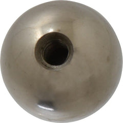 Gibraltar - 1/4-28 Thread, 1" Diam, Threaded Hole Ball Knob - Natural, Stainless Steel, Smooth Grip, 1/2" Hole Depth - Exact Tooling