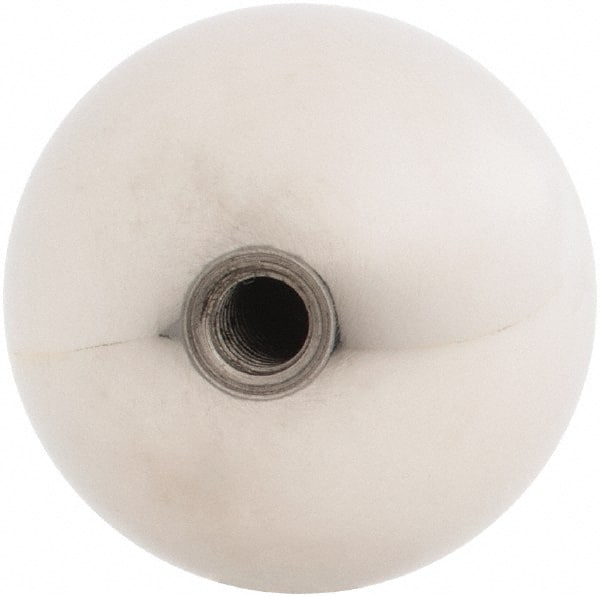 Gibraltar - 1/4-20 Thread, 1.38" Diam, Threaded Hole Ball Knob - Natural, Stainless Steel, Smooth Grip, 5/8" Hole Depth - Exact Tooling