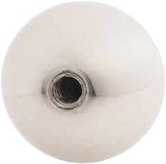 Gibraltar - 1/4-28 Thread, 1.38" Diam, Threaded Hole Ball Knob - Natural, Stainless Steel, Smooth Grip, 5/8" Hole Depth - Exact Tooling