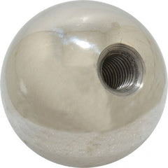 Gibraltar - 5/16-24 Thread, 1.38" Diam, Threaded Hole Ball Knob - Natural, Stainless Steel, Smooth Grip, 5/8" Hole Depth - Exact Tooling