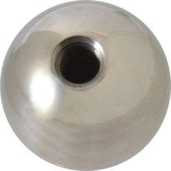 Gibraltar - 3/8-16 Thread, 1.38" Diam, Threaded Hole Ball Knob - Natural, Stainless Steel, Smooth Grip, 5/8" Hole Depth - Exact Tooling