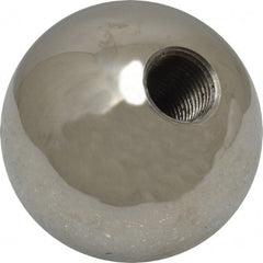 Gibraltar - 3/8-24 Thread, 1.38" Diam, Threaded Hole Ball Knob - Natural, Stainless Steel, Smooth Grip, 5/8" Hole Depth - Exact Tooling