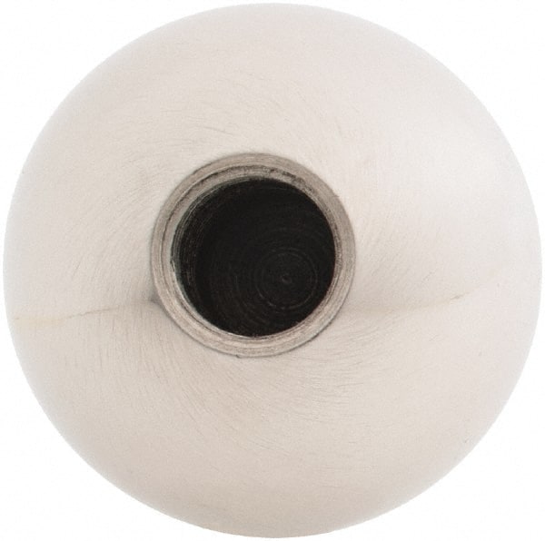 Gibraltar - 7/16-20 Thread, 1.38" Diam, Threaded Hole Ball Knob - Natural, Stainless Steel, Smooth Grip, 5/8" Hole Depth - Exact Tooling