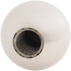Gibraltar - 1/2-20 Thread, 1.38" Diam, Threaded Hole Ball Knob - Natural, Stainless Steel, Smooth Grip, 5/8" Hole Depth - Exact Tooling