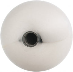 Gibraltar - 3/8-16 Thread, 1.88" Diam, Threaded Hole Ball Knob - Natural, Stainless Steel, Smooth Grip, 3/4" Hole Depth - Exact Tooling
