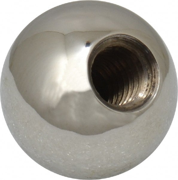 Gibraltar - 3/8-16 Thread, 1" Diam, Threaded Hole Ball Knob - Natural, Stainless Steel, Smooth Grip, 1/2" Hole Depth - Exact Tooling