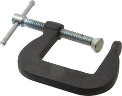 Wilton - Light-Duty 1-1/4" Max Opening, 1-1/4" Throat Depth, Forged Steel Standard C-Clamp - 800 Lb Capacity, 0" Min Opening, Standard Throat Depth, Steel Screw - Exact Tooling