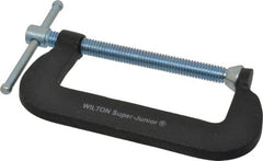 Wilton - Light-Duty 3" Max Opening, 1-3/8" Throat Depth, Forged Steel Standard C-Clamp - 1,100 Lb Capacity, 0" Min Opening, Standard Throat Depth, Steel Screw - Exact Tooling